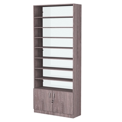 Стеллаж из ДСП с 7-ю полками 300x900 мм серии LEVEL-7 №12-1 (З/C - СТЕКЛО), Ясень Анкор темный