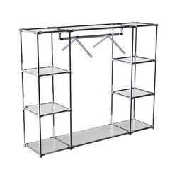 Хромированный стенд-вешало TD-47 №1-4 Хром с полками Зеркало 4мм, Ясень Анкор светлый - U31104