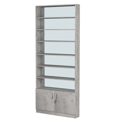 Стеллаж из ДСП с 6-ю полками 150x900 мм серии LEVEL-6 №9-2 (З/C - ЗЕРКАЛО), Бетон Чикаго светло-серый F186 ST9