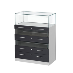 Прилавок ювелирный "Диаманд" №3-1000 пристенный, ЛДСП серый +МДФ графит