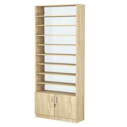 Стеллаж из ДСП с 8-ю полками 300x900 мм серии LEVEL-8 №12-1 (З/C - СТЕКЛО), Дуб Сонома