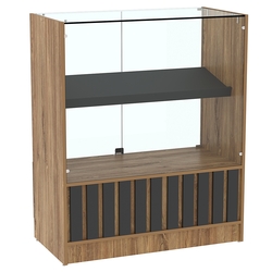 Прилавок серии "Смок" №6, Дуб Канзас коричневый + Черный