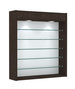 Витрина настенная №1-7Г открытая с пятью полками и верхним светом, Дуб Венге