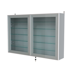 Витрина настенная №3-5А широкая с пятью стеклянными полками серии Collecto, Серый