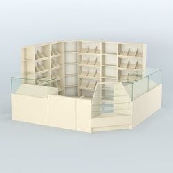 Угловой павильон из ДСП для торговли хлебом и выпечкой №5, Крем Вайс + Белый