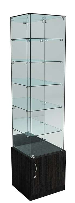 Витрина ИСТРА №508 стаканчик (задняя стенка - зеркало), Дуб Венге