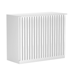 Торговый стол-прилавок широкий с планками серии ВЕРТИКАЛЬ №20, Белый