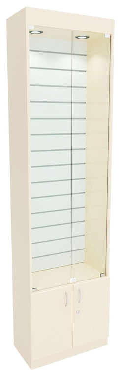 Стеклянная витрина серии Эконом № 300-4-600 (задняя стенка экономпанель), Крем Вайс