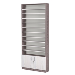 Стеллаж из ДСП с 10-ю полками 200x900 мм серии LEVEL-10 №10 (З/C - ДВП), Ясень Анкор темный + Ясень Анкор светлый