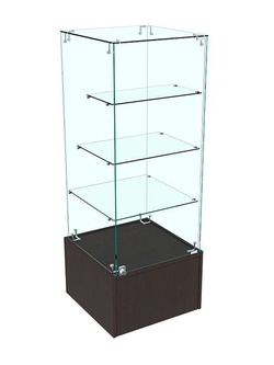 Прилавок Истра с тремя полками из стекла №132 (закрытый), Дуб Венге