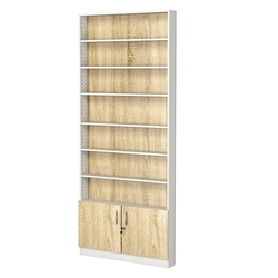 Стеллаж из ДСП с 6-ю полками 100x900 мм серии LEVEL-6 №8 (З/C - ДВП), Белый + Дуб Сонома