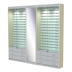 Комплект витрин под очки №10+1+10 (закрытый доступ), Серый + Крем Вайс