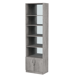 Стеллаж из ДСП с 4-мя полками 350x600 мм серии LEVEL-4 №6-2 (З/C - ЗЕРКАЛО), Бетон Чикаго светло-серый F186 ST9