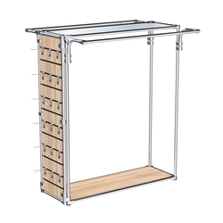 Хромированный стенд-вешало ETD-11 №1-4 (торец-ЭП) с полкой Зеркало 4мм, Дуб Сонома