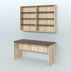 Распаковочный большой стол с антресолью для аптеки Р-05, Дуб Сонома + Дуб Венге