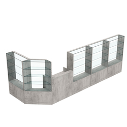 Торговый угловой островок ГРАЦИЯ №7 (открытый) (6.47 кв.м), Бетон Чикаго светло-серый F186 ST9