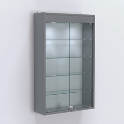 Витрина настенная №202-3А с четырьмя полками и подсветкой, Темно-Серый