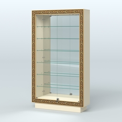 Низкая витрина с декором и узкими полками НБА-11, Крем Вайс