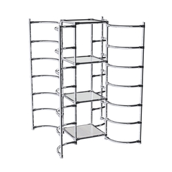 Хромированное вешало ДУГА №4-4 с зеркальными полками 4 мм, Ясень Анкор светлый - U31104