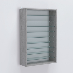 Витрина настенная №202-5Г открытая с девятью полками, Бетон Чикаго светло-серый F186 ST9