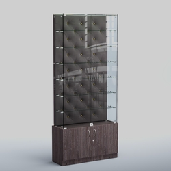 Высокая стеклянная витрина КАПИТОНЕ №33, Ясень темный+16 G