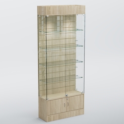 Витрина СЕТЬ №4-П с экономпанелью и полками, Дуб Сонома