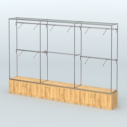 Торговая система ХРОМ без ДСП 3600 мм №9 с тумбами Т-21, Т-15 и поручнями, Дуб Золотистый