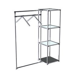 Хромированное вешало ГРАНЬ №1-1 с полками стекло 6мм, Антрацит