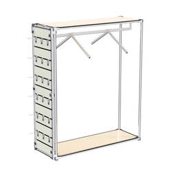Хромированный стенд-вешало ETD-12 №1-3 (торец-ЭП) с полками ДСП 16мм, Крем Вайс