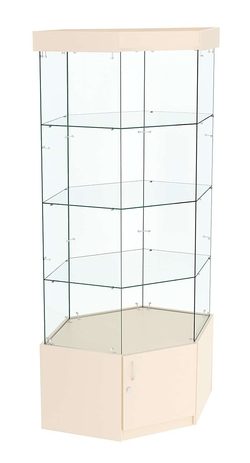 Витрина "Истра" угловая №117, шестигранная (З.С-стекло), без дверей, Крем Вайс