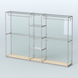 Торговая система ХРОМ (задняя стенка - стекло) 3600 мм с зеркальными полками и поручнями №4, Дуб Сонома