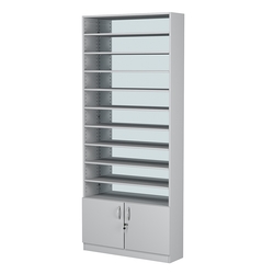 Стеллаж из ДСП с 9-ю полками 250x900 мм серии LEVEL-9 №11-2 (З/C - ЗЕРКАЛО), Серый