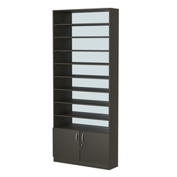 Стеллаж из ДСП с 8-ю полками 200x900 мм серии LEVEL-8 №10-2 (З/C - ЗЕРКАЛО), Черный