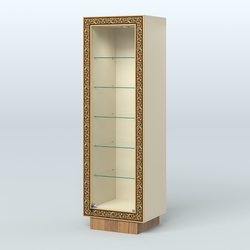 Низкая прямоугольная витрина с декором НБА-501, Крем Вайс + Орех