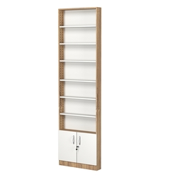 Стеллаж из ДСП с 6-ю полками 100x600 мм серии LEVEL-6 №1 (З/C - ДВП), Дуб Канзас коричневый + Белый