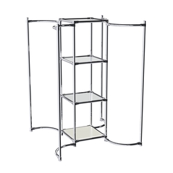 Хромированное вешало ВОЛНА №3-4 с зеркальными полками 4мм, Белый