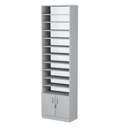 Стеллаж из ДСП с 10-ю полками 300x600 мм серии LEVEL-10 №5-2 (З/C - ЗЕРКАЛО), Серый