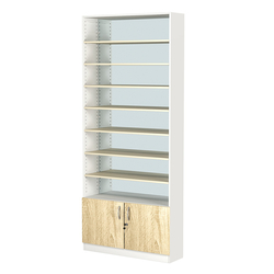 Стеллаж из ДСП с 7-ю полками 250x900 мм серии LEVEL-7 №11-2 (З/C - ЗЕРКАЛО), Белый + Дуб Сонома