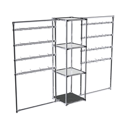 Хромированное вешало ШТАНГА №2-4 с зеркальными полками 4 мм, Антрацит