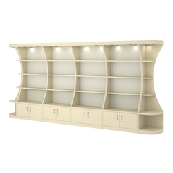 Пристенный высокий стеллаж ГАРАНТ №4, Крем Вайс + Белый