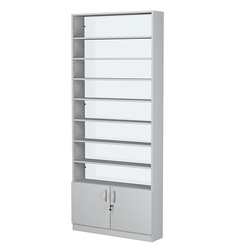 Стеллаж из ДСП с 7-ю полками 200x900 мм серии LEVEL-7 №10-1 (З/C - СТЕКЛО), Серый