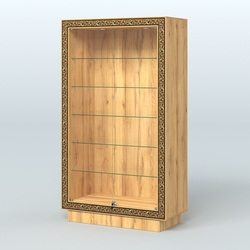 Низкая витрина с декором и прозрачными дверками НБА-505, Дуб Золотистый
