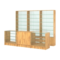 Комплект витрин с наклонными полками SL-6 №12-1 и прилавков ЭК-4, Дуб Золотистый