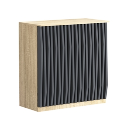 Торговый стол-прилавок широкий с планками серии ОРНАМЕНТ №20, Дуб Сонома и Темно-Серый 5-U2601