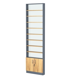 Стеллаж из ДСП с 8-ю полками 100x600 мм серии LEVEL-8 №1-1 (З/C - СТЕКЛО), Темно-серый и Дуб Золотистый