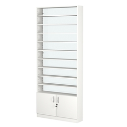 Стеллаж из ДСП с 9-ю полками 200x900 мм серии LEVEL-9 №10-1 (З/C - СТЕКЛО), Белый