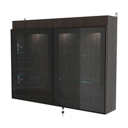 Витрина настенная №3-3А широкая с двумя полками и фризом серии Collecto, Дуб Венге