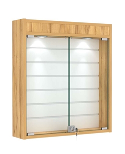 Витрина настенная №1-2Б с эконом панелью и фризом, Дуб Золотистый