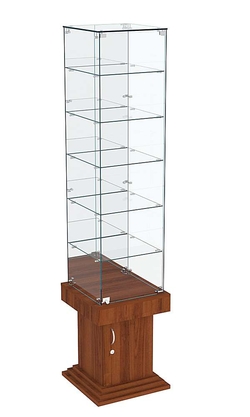 Витрина ДОНЖОН №508 с полками и зеркальной задней стенкой, Орех