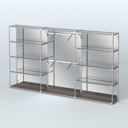 Торговая система ХРОМ (задняя стенка - зеркало) 3600 мм с зеркальными полками и поручнями №6, Дуб Венге